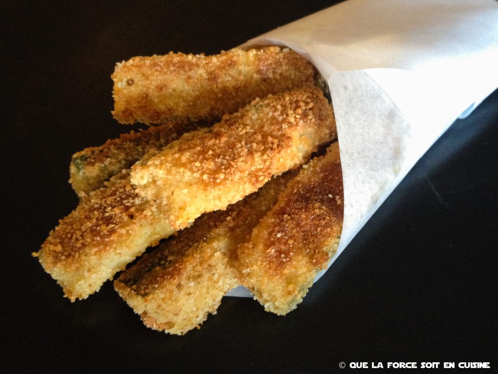 cornet de frites de courgettes panées